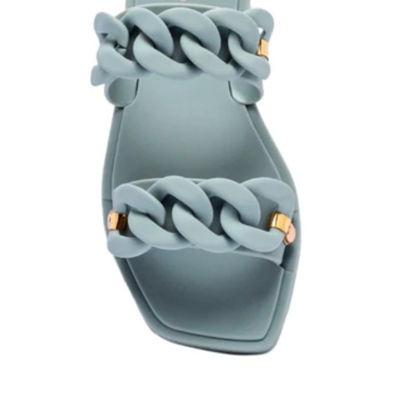 !! NEW !! Jelly Slide Sandals with Chain Detail in Matte Black - Picture 11 of 11